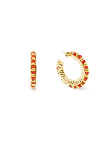 ETIOPIA ROJO 2CM pendientes oro brillo 1 u 