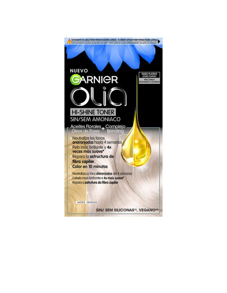 OLIA HI SHINE TONER coloracion semipermanente neutralizador de tonos 1001 rubio platino 3 pz