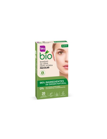 BIO NATURAL 0% bandas de cera faciales depilatorias 20 u